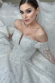 Resim Gia Madonna Yaka Dantel Prenses Model Gelinlik - Kırık Beyaz / 34 