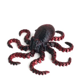 Resim Cute Movable Joint Print Octopus Toy - 27cm / Radiation Red Black Octopus 