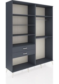 Resim Hyperion Gardrop 6 Raflı 2 Çekmeceli 2 Askılı 176x44x221 Antrasit-antrasit Beyaz 