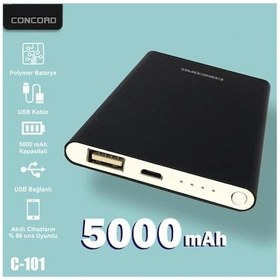 Resim Concord C-101 5000 mAh Ultra İnce Şarj Aleti - Siyah 