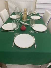 Resim Sıvı Geçirmez Dertsiz Masa Örtüsü Koyu Yeşil 25 Parça 