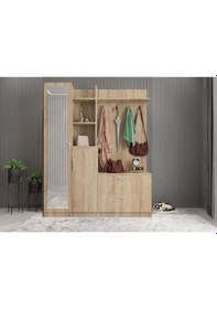 Resim Çizgi Portmanto Vestiyer Meşe-160 cm 