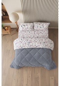 Resim Morena Battal Boy Lüx Wellsoft Yorgan Çift Taraflı - 2 Adet Yastık Kılıflı Yorgan Seti 215x235 Cm Gri 