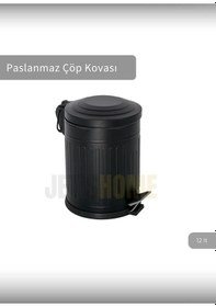Resim Jet's Home Pedallı Banyo Çöp Kovası Paslanmaz 12 Lt Mutfak Çöp Kutusu Siyah Siyah 