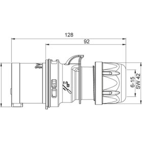 Resim Mete Enerji 16A Cee Norm Düz Fiş Ip44 3P+E Vidalı 