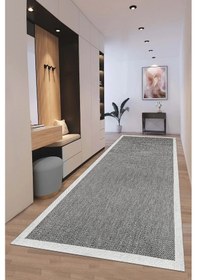 Resim Sisal Bordürlü Jut Hasır Kaymaz Taban Çerçeve Model Siyah 