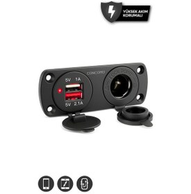 Resim Ch-31 2'si 1 Arada Araç Şarj Cihazı Çift Usb 2.1a + 1a Çakmak Girişi 
