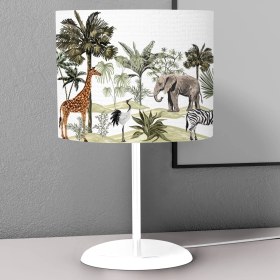 Resim instababyrooms Zebra Fil ve Zürafa Desenli Çocuk Odası Dijital Baskılı Çocuk Odası Masaüstü Abajur Avize 