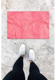 Resim Dijital Baskı Pembe Buruşuk Kağıt Desen Kapı Önü Paspası K-1067 