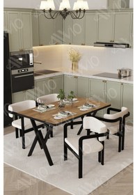 Resim Avvio Aria Tokyo Demonte Sandalye 80x120 Yemek Masası Mutfak Masası Salon Masası 4 Kişilik Kahverengi 