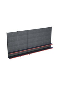 Resim Antrasit Renk Metal 4'lü Birleşik 2 Katlı Market Raf Sistemi Market Rafı G360 Cmyükseklik H220 Cm Kırmızı 