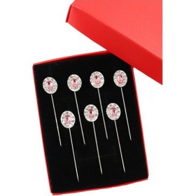 Resim Numetal 8li Pembe Kristal Taşlı Eşarp I Ğnesi. Şal I Ğnesi. Türban I Ğnesi. Başörtü I Ğnesi Gümüş Gri 
