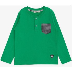 Resim Breeze Erkek Bebek Uzun Kollu Tişört Cepli Düğmeli Armalı 9 Ay-3 Yaş, Yeşil Yeşil 