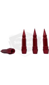 Resim Sivri Sibop Kapağı Mermi Sibop Kapağı Araba Motosiklet Bisiklet Metal 4 Lü Set Kırmızı 
