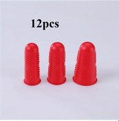 Resim Elmpaly 12 Adet Kırmızı Renkli 4 Takım 12 Parça Silikon Sıcak Tutkal Tabancası Parmak Koruyucu Büyük Orta Küçük Boy 