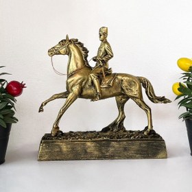 Resim Altın Renkli Atatürk Atlı Biblo Heykeli,dekoratif Atatürk Heykeli 