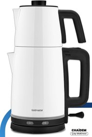 Resim GoldMaster Chaidem Xl 2200 Watt Paslanmaz Çelik Damlatmaz Çelik Çay Makinesi Ve Su Isıtıcısı Süt Beyazı 