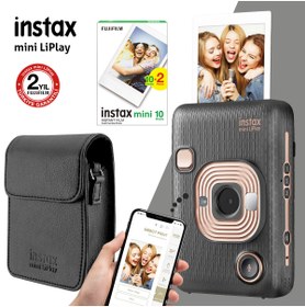 Resim Fujifilm Instax Mini Liplay Hybrid Stone White Fotoğraf Makinesi Çantalı Hediye Seti 4 Fujifilm