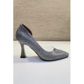 Resim New Angel Zenne Stiletto Ayakkabı Platin Simli 