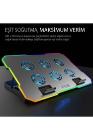 Resim Inca INC-618GMS 6 Fanlı RGB Laptop Soğutucu Stand 9-17” | 2400 RPM 10 LED Mod 5 Kademe Yükseklik Ayarlı 