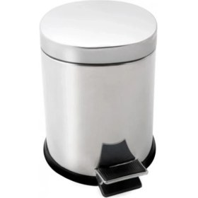 Resim Paslanmaz 430 Krom Metal Iç Kovalı Pedallı 5l Çöp Kutusu, Ofis, Banyo, Mutfak Için Ideal 