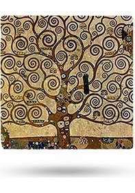 Resim Doğaltaş Bardak Altlığı 10x10x1cm - Gustav Klimt Eseri Baskılı Tekli - Stone Coasters Çok Renkli 