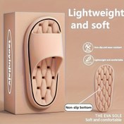 Resim Unisex Hafif EVA Kaydırmaz Tabanlı Terlikler - Yumuşak, Hızlı Kuruyan Ev Ayakkabıları, Ergonomik Konforlu Banyo ve Her Mevsim Kullanımı İçin, Düz Renk Tasarımı, Basit Slipon Stili, Nefes Alabilen Malzeme 