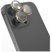 Resim iPhone 14 Pro Uyumlu Go Des CL-10 Kamera Lens Koruyucu Gold 
