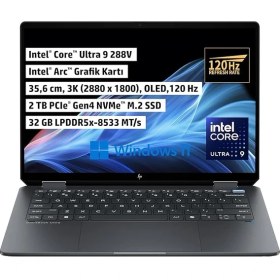 Resim Omnibook Ultra Flip X360 | Intel Core Ultra 9 288V | 32 GB Ram | 2 Tb SSD | Intel Arc Graphics | 14 Inç 2.8k 2880X1800 OLED 400 Nits 120 Hz Dokunmatik/touchscreen | Windows 11 | Notebook | B46ZDEA 