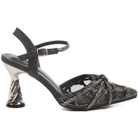 Resim Siyah İnce Topuklu Taş İşlemeli Kadın Abiye Ayakkabı 25y125-1 Z Siyah 