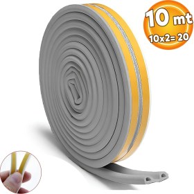 Resim Badem10 Yapışkanlı 10X2=20 Metre (Gri) Kapı Pencere Bandı Fitili Soğuk İzolasyon Kauçuk Bantları 