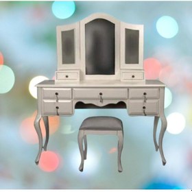 Resim Bengimobilya Makyaj Masa Dresuar 7 Çekmece Ahşap Kayın Lüken Aslan Ayak Beyaz 