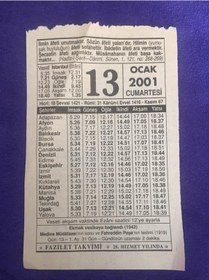 Resim 13 Ocak 2001 Takvim Yaprağı - Nostalji Koleksiyonluk Takvim Yaprağı 