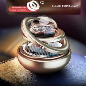 Resim Arabalar İçin Aromaterapi Difüzörü, Araba Hava Tazeleyici Cihaz, Araç Dekorasyon Aksesuarı, Döner Güneş Enerjili Parfüm Halkası, Altın Renkli 