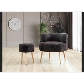 Resim DEKOR MOBİLYACIM Çay seti berjer ve puf takımı (salon, ofis, balkon) 2'li takım SİYAH 