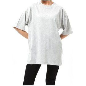 Resim Sıfır Yaka Oversize T-sihirt Gri 