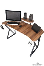 Resim Michael Brean Özel Tasarım Oyuncu Masası 135 Cm Bardaklık Ve Kulaklık Tutucu Hediye 