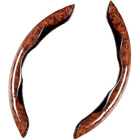 Resim Araba İç Mekanı İçin Premium Maun Evrensel Direksiyon Simidi Kılıfı, Sandal Ağacı Direksiyon Simidi Koruyucusu 