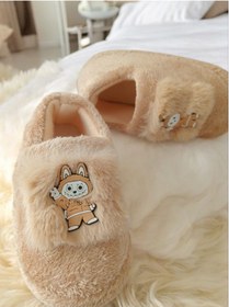 Resim leon Labubu figürlü çocuk patik ayakkabı panduf 