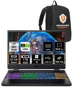 Resim ACER Nitro 5 i7 12700H 32GB 1TB SSD RTX4060\u002F8GB 165HZ 15.6\ FHD W11H NH.QM0EY.002 & PER4 ÇANTA 
