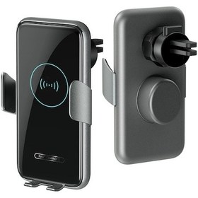 Resim V8 Araç Kablosuz Şarj Cihazı - Otomatik Algılama, Süper Kondansörlü, 360 Döner, Hızlı Şarj, Gri 