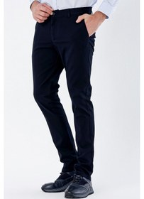 Resim İmza Koyu Lacivert Armürlü %100 Pamuk Yan Cepli Slim Fit Dar Kesim Casual Pantolon 1003235117-koyu Lacivert Koyu Lacivert 