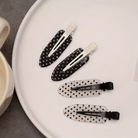 Resim 4 Adet Siyah Beyaz Asetat Görünmez Saç Tokası, Tatlı Perçem ve Uçuşan Saçlar İçin Saç İğnesi 