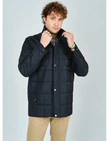 Resim Lucas Erkek Dik Yaka Cep Detaylı Uzun Kapitone Kaban 4775 Lacivert Lacivert 