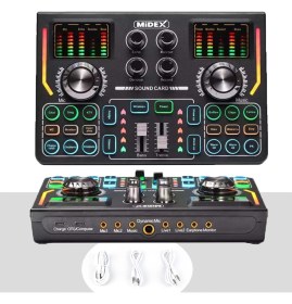 Resim Midex Gmx-1 Titanium Set Efektli Ses Kartı Mikrofon Kulaklık Stand Kayıt Canlı Yayın (Pc ve Telefon) 