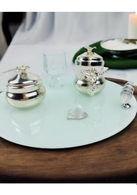 Resim Cherish Söz Tepsisi Ve Damat Kahve Fincan Tepsisi Beyaz-gümüş Gümüş 