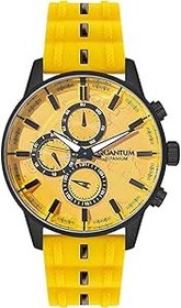 Resim Quantum TTG1037.607 Quartz Titanyum Kasa Silikon Sarı 44 mm Erkek Kol Saati 