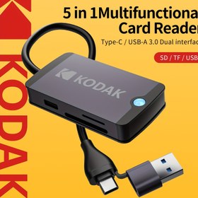 Resim KODAK T320 5'si-1 arada USB hub, çift arayüz (USB-A/C), USB 2.0, USB 3.0 yüksek hızlı veri iletimi, PC'ler, dizüstü bilgisayarlar ve akıllı telefonlar için SD & TF kart yuvası - çok fonksiyonlu adaptör 