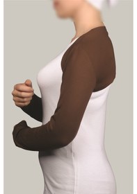 Resim Altobeh Uzun Kollu Kadın Tesettür İçe Giyilen Bolero - Çikolata Çok Renkli 