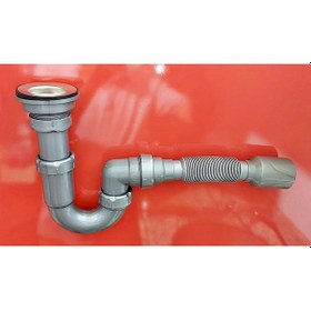 Resim Yapıtaşı Gri Esli Körüklü Lavabo Gider sifonu-Yüksek Kalite 